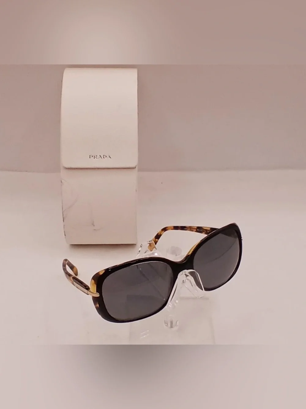 Prada Tortoiseshell Frame Sunglasses with Dark Gray Lenses